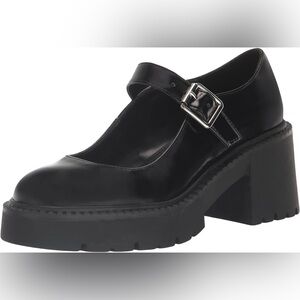 Madden Girl Women’s Thunderr Black Chunky Mary Jane Shoes Size 7.5
